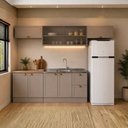 Ver imagem 1 de Cozinha Modulada Olivia 5 Peças com Aéreo de 120cm com Vidro Reflex Poliman Móveis