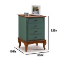 Ver imagem 2 de Mesa de Cabeceira 4 Gavetas Pés Luis Xv em Madeira Cor Verde/Imbuia