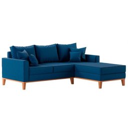 Sofá 3 Lugares Beny com Chaise Direito Suede Azul - 2