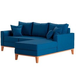 Sofá 3 Lugares Beny com Chaise Direito Suede Azul - 3