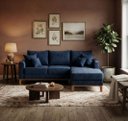 Ver imagem 1 de Sofá 3 Lugares Beny com Chaise Direito Suede Azul