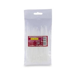 Abraçadeira de Nylon 2,5x100mm com 100 Unidades Branca Force Line - 2