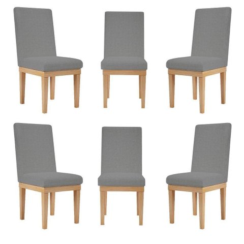 Kit 6 Cadeiras Estofadas Reforçada Mesa de Jantar Grafite