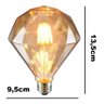 Kit 2 Lâmpadas Filamento Led Diamante G95 4w Vidro Âmbar Biv - 5