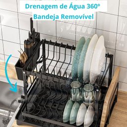 Escorredor de Louça Talheres Prato Copo Pia Bancada Mesa Cozinha Suporte Limpeza Multiuso Organizaça - 3
