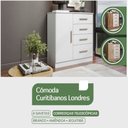 Ver imagem 3 de Cômoda Sapateira 1 Porta 4 Gavetas para Quarto com Corrediças Telescópicas Puxadores Modernos