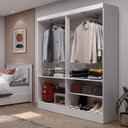 Ver imagem 5 de Guarda Roupa 4 Portas de Abrir Solteiro 135cm 5 Nichos Renzo Branco Fosco