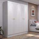 Ver imagem 1 de Guarda Roupa 4 Portas de Abrir Solteiro 135cm 5 Nichos Renzo Branco Fosco