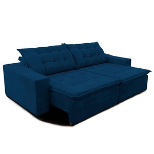 Sofá Amazonas 2,10 metros Retrátil com Molas Suede Veludo Light Azul - Sofá na Web
