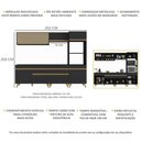 Ver imagem 6 de Armário de Cozinha Completa 252cm Veneza Multimóveis V3715 Preto/Dourado