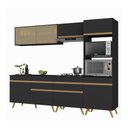 Ver imagem 1 de Armário de Cozinha Completa 252cm Veneza Multimóveis V3715 Preto/Dourado
