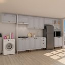 Ver imagem 1 de Cozinha Completa Iluminata 14 Portas 3 Gavetas 100% Mdf com Vidro Branco/fendi - Genialflex