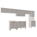 Ver imagem 2 de Cozinha Completa Iluminata 14 Portas 3 Gavetas 100% Mdf com Vidro Branco/fendi - Genialflex