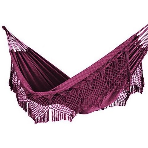 Rede de Descanso Dormir Vinho Reforçada Casal Luxo 100% Algodão