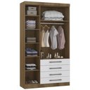 Ver imagem 3 de Guarda Roupa Solteiro 132cm 3 Portas 4 Gavetas Delphi Avelã/branco L01 - Mpozenato