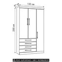 Ver imagem 2 de Guarda Roupa Solteiro 132cm 3 Portas 4 Gavetas Delphi Avelã/branco L01 - Mpozenato