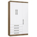 Ver imagem 1 de Guarda Roupa Solteiro 132cm 3 Portas 4 Gavetas Delphi Avelã/branco L01 - Mpozenato