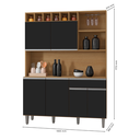 Ver imagem 2 de Cozinha Compacta 6 Portas 1 Gaveta 130cm Alice Ajl Móveis:amêndoa Preto