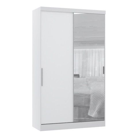 Guarda Roupa Modulado Alpes 2 Portas Correr C/ Espelho - Módulo Luciane:branco