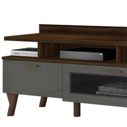 Rack Bancada Painel para Tv até 65” Arcade 160 Cm Estante:marrom Palisandro/ Cinza Régio - 6