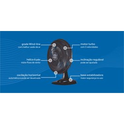 Ventilador Mesa Preto Turbo 40cm 6p Econômico Ventisol 80w:127v - 9 Ventilador Mesa Preto Turbo 40cm 6p Econômico Ventisol 80w:127v - 9