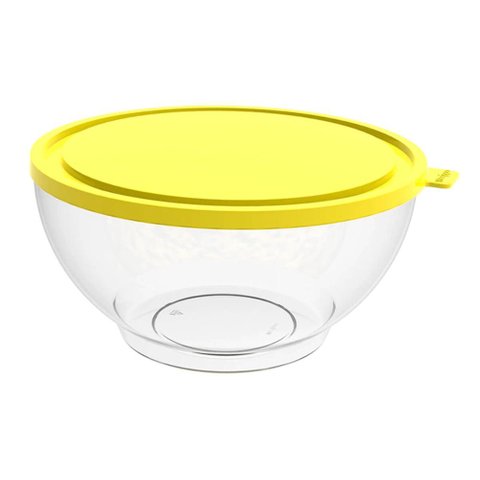 Pote com Tampa 3,1l Redondo Crippa Transparente e Amarelo Bacia Alimentos Frutas