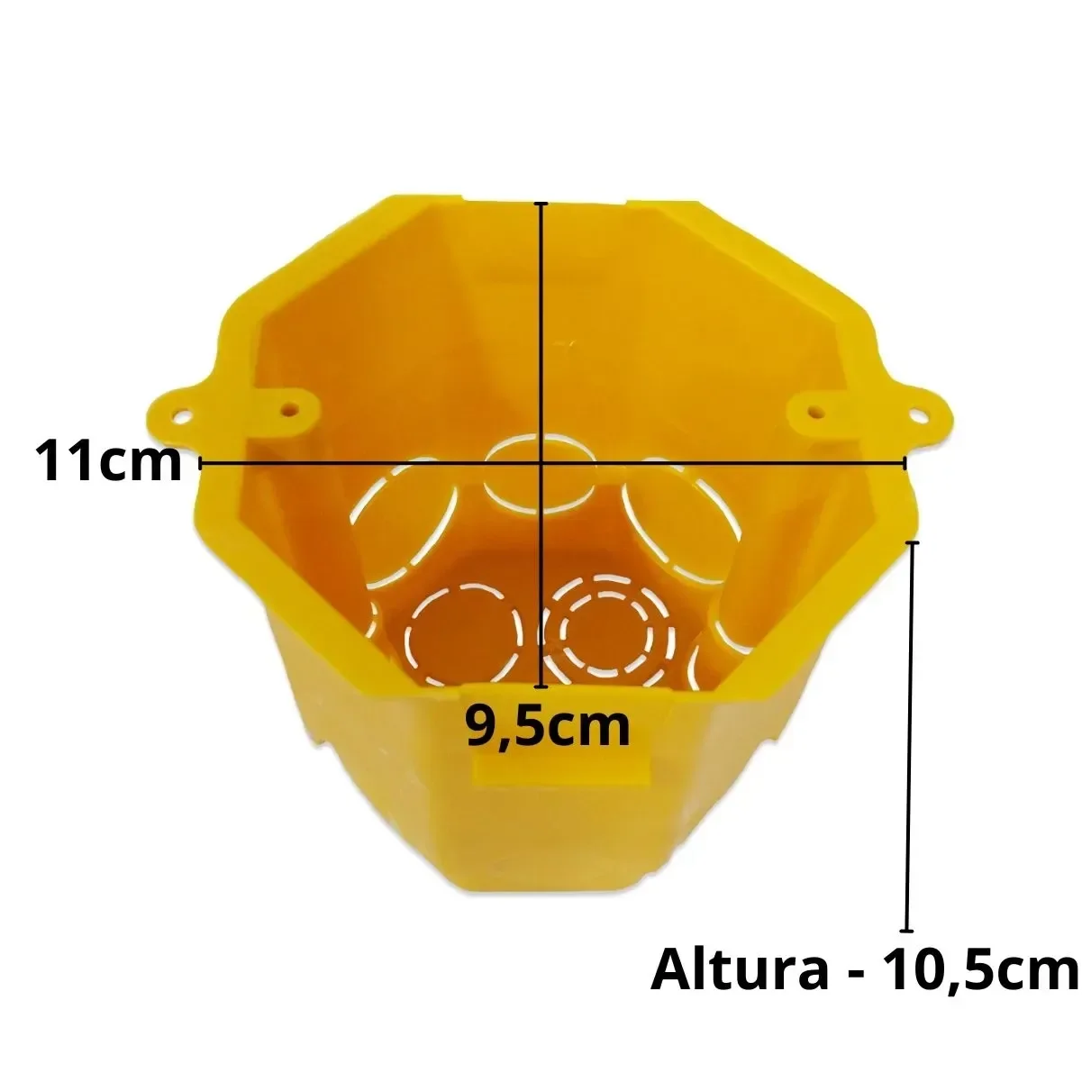 Ver imagem 4 de Kit 12 Caixa Luz Plástica Sextavada Dupla Fundo Fixo Amarela