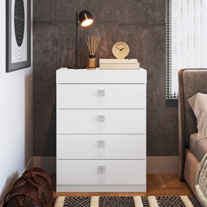 Cômoda 4 Gavetas com Gabinete Oculto 68cm Linha Lock Lk092 Art In Móveis - Branco