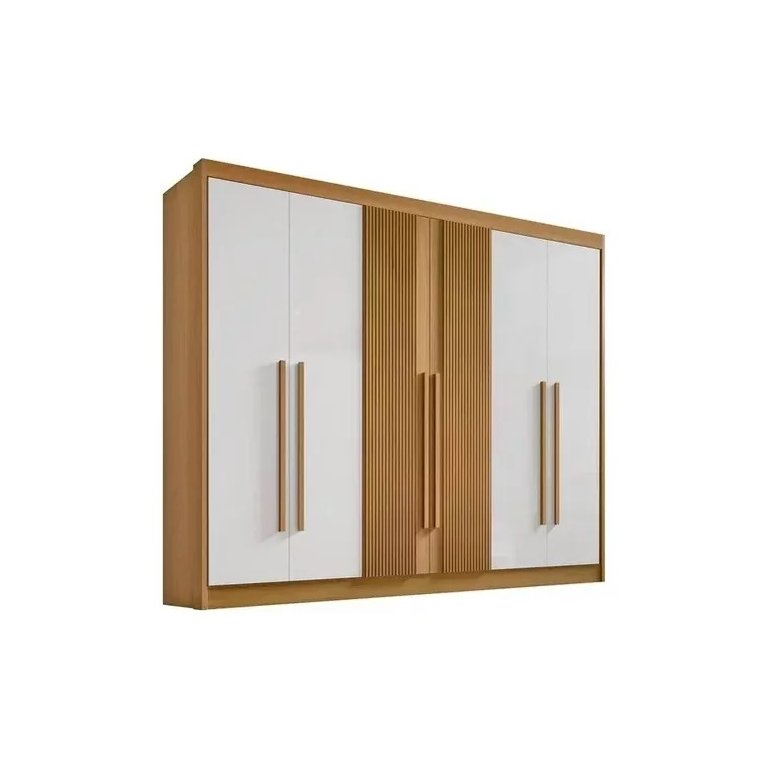 Guarda Roupa Casal Athos Ripado Cinamomo Off White Ddoro