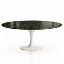 Ver imagem 1 de Mesa de Jantar Saarinen Oval 198x122 cm Tampo Mármore Verde Guatemala Base Laca Branca