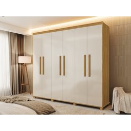 Guarda Roupa Casal Madri 100% Mdf Pés Madeira Camas Fênix - 2