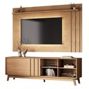 Ver imagem 2 de Conjunto Rack e Painel para TV Ventura 180cm MDP com Porta de Correr Marrom Móveis Carraro