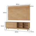 Ver imagem 4 de Conjunto Rack e Painel para TV Ventura 180cm MDP com Porta de Correr Marrom Móveis Carraro