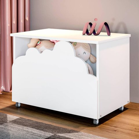Baú De Brinquedos Nuvem Alegria Branco Divaloto