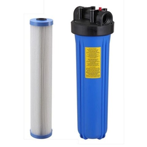 Filtro Big Blue 20 x 4,5 - Bbi com Chave e Suporte e Refil Plissado Lavável