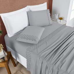 Jogo Cama Queen Cherry Bordado Inglês 4 Pçs Graf Lilly Home Enxovais - 2