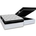 Ver imagem 1 de Cama Box Baú Casal: Colchão Molas Ortobom Nanolastic Physical + Base CRC Courano White(138x188)