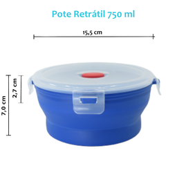 Pote Retrátil Guarda Alimentos Livre de Bpa 750ml Azul - 2