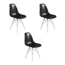 Ver imagem 1 de Conjunto 3 Cadeiras Eames Tubo Ferro Branco Assento Preto