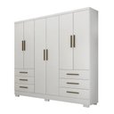 Ver imagem 1 de Guarda Roupa Solteiro com Pés 6 Portas 6 Gavetas - Encant-branco - Móveis Novo Horizonte