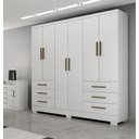 Ver imagem 2 de Guarda Roupa Solteiro com Pés 6 Portas 6 Gavetas - Encant-branco - Móveis Novo Horizonte
