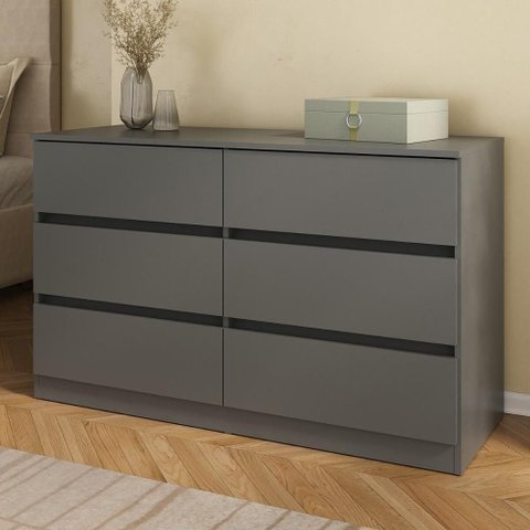 Cômoda com 6 Gavetas 120cm Multimóveis Mp4396 Grafite