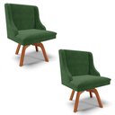 Ver imagem 1 de Kit 2 Cadeiras Estofadas Giratória para Sala de Jantar Lia Suede Verde - Ibiza