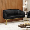 Ver imagem 2 de Sofá Namoradeira 2 Lugares Base Industrial Dourado Stella Corano Preto D03 - D'Rossi