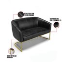 Ver imagem 4 de Sofá Namoradeira 2 Lugares Base Industrial Dourado Stella Corano Preto D03 - D'Rossi