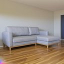 Ver imagem 1 de Sofá de Canto em L Chaise Lado Direito Revestimento em Linho Sintético 84x250cm