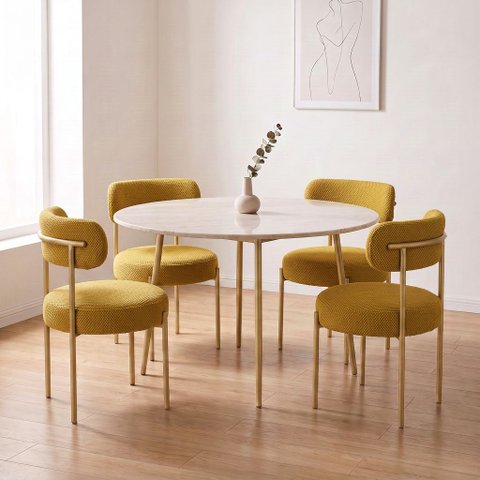 Cadeira Sala de Jantar Margara Kit 4 Aço Dourado Napoli D03 - D'Rossi