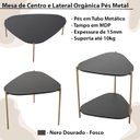 Ver imagem 2 de Kit Mesa de Centro e Lateral Organica Pes Metal Dourado Nero Artesano
