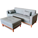 Ver imagem 3 de Sofá Gianni & Puff | Base de Madeira & Tecido Acquablock Impermeável | 180cm | Cinza