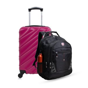 Kit Mala de Bordo Pink Havana + Mochila Interlagos Swiss Move